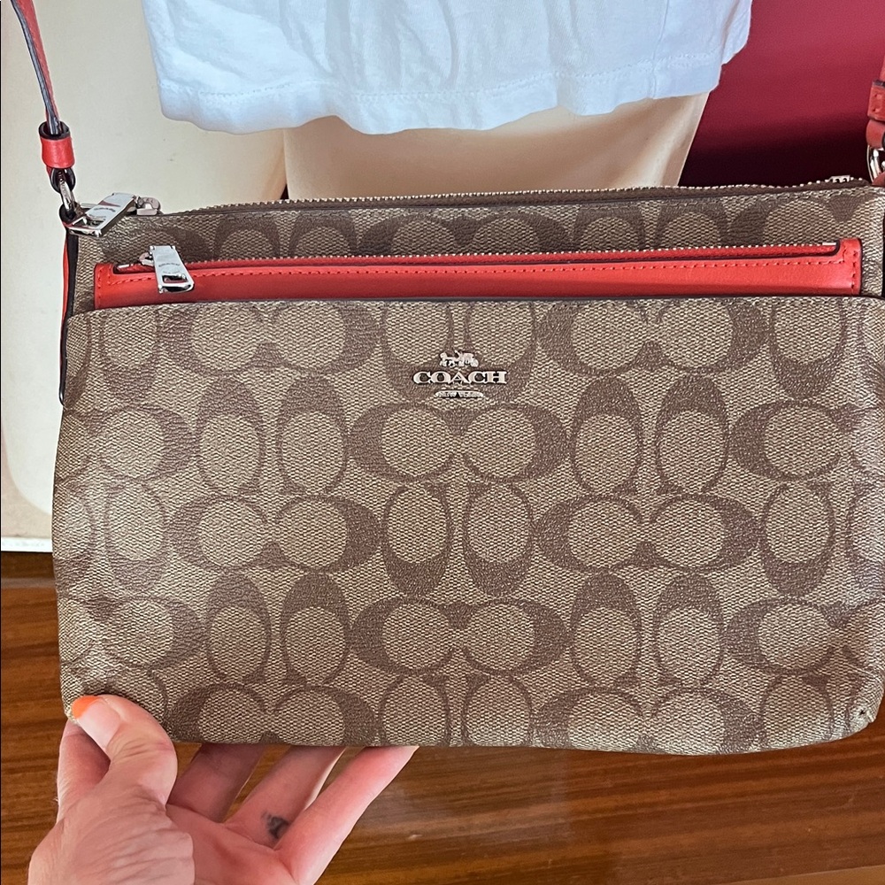 New Coach Crossbody Bag - Brown with orange Accents - Picture 3 of 16